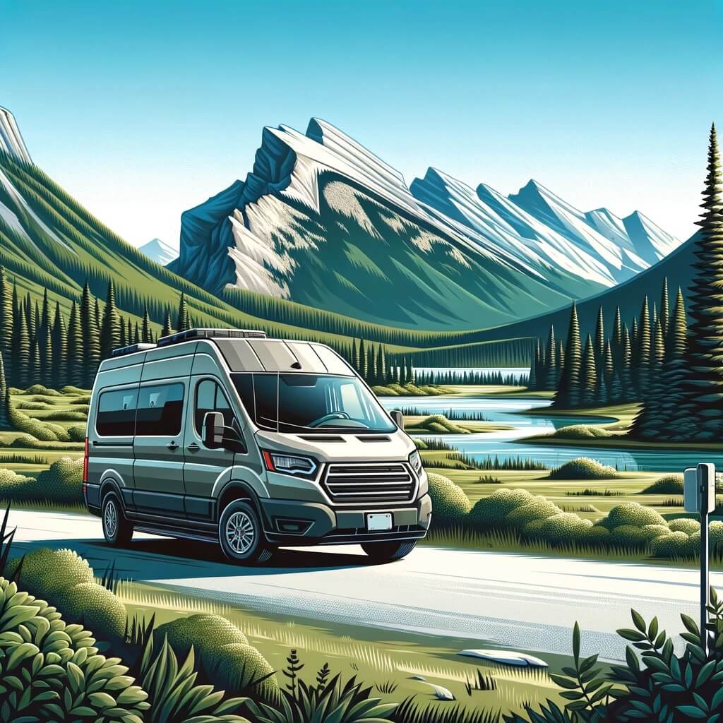 Van in Kanadas Rocky-Mountain-Landschaft