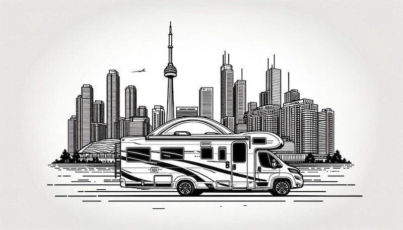 Wohnmobil zur Miete in Toronto, Skyline mit CN Tower, Kanada