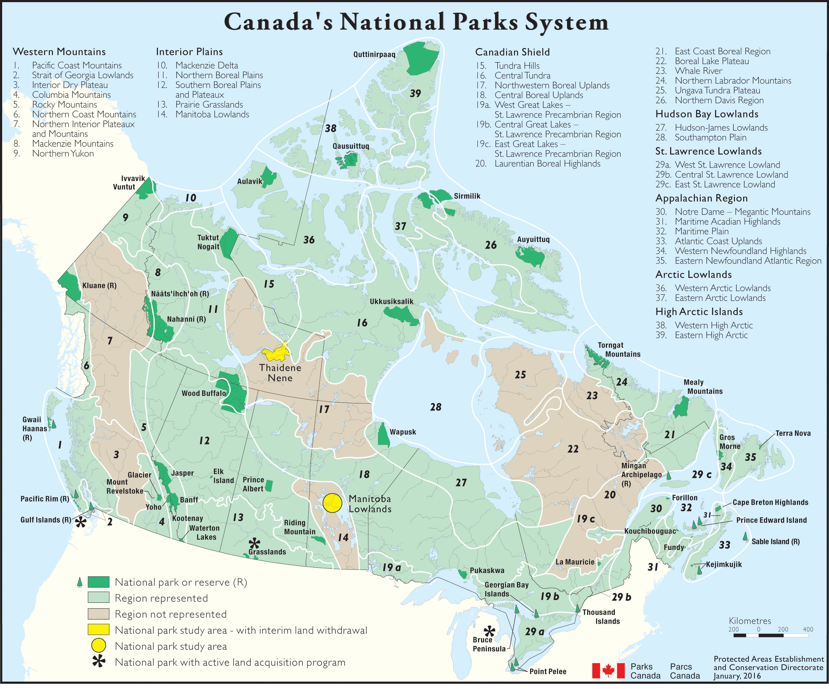 nationalparks kanada karte, kanada nationalparks karte